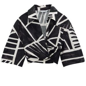 Zara Geometric Print Cropped Shirt